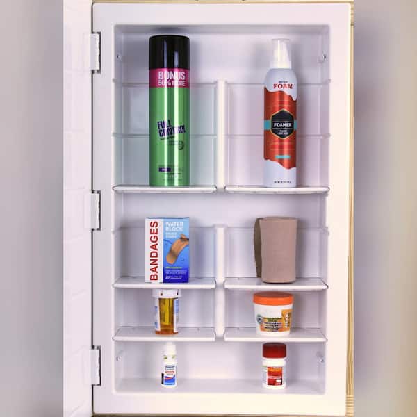 ZACA Medicine Cabinet with White Frame Mirror and 6 Adjustable