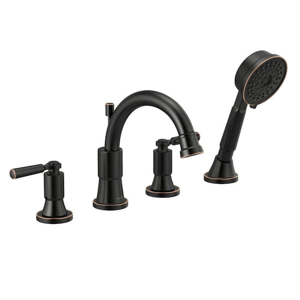 Peerless Westchester 2-Handle Deck Mount Roman Tub Faucet Trim Kit with Handshower in Oil Rubbed Bronze (Valve Not Included)