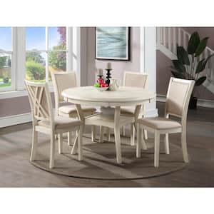 New Classic Furniture Amy 5-piece Wood Top Round Dining Set, Bisque and Brown