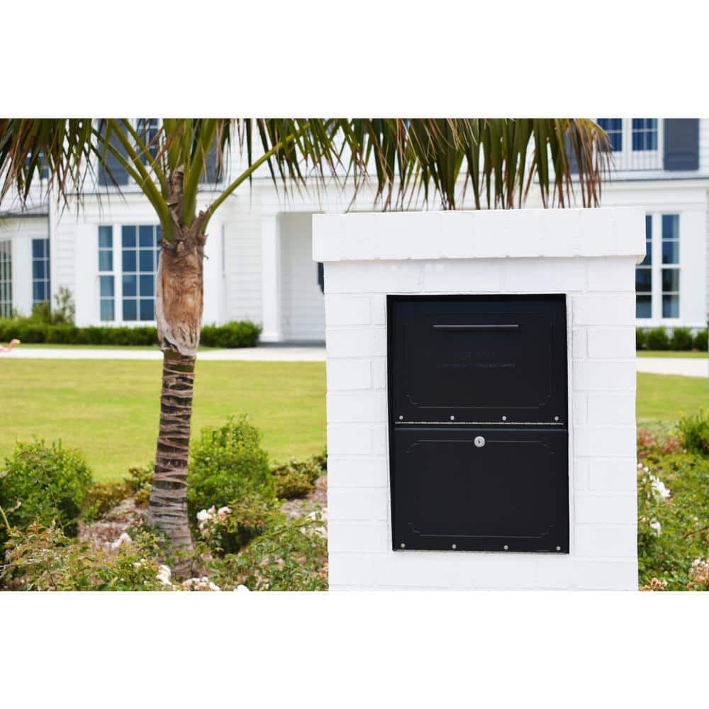 Extra Large Black Steel Locking Post Mount Mailbox