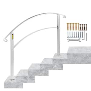 Handrails for Outdoor Steps Fit 4 to 5 Steps Outdoor Stair Railing White Wrought Iron Handrail Front Porch Hand Rail