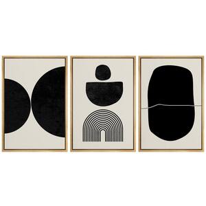 3 Piece Plastic Framed Canvas Abstract Minimalist Wall Art Print 24 in ...
