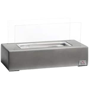 6.25 in. Light Grey Convertible Direct Vent Alcohol Fireplace with Stainless Steel Lid