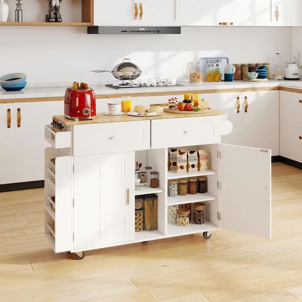58 in. W x 14 in. D x 37 in. H in White MDF Ready to Assemble Kitchen Cabinet with Drawer Recycling Trash Cabinet