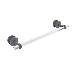 Clearview 18 in. Shower Door Towel Bar with Twisted Accents in Matte Gray