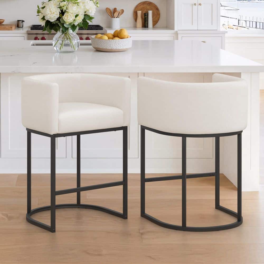 32.5 in H Beige and Black Barstool Low Back Metal Frame Counter Height Bar Stool with Linen Seat (Set of 2) price history on PriceWatchPro