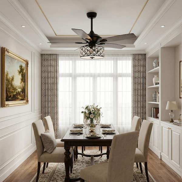 matrix decor 52 in. Indoor Matte Black Crystal Chandelier Ceiling