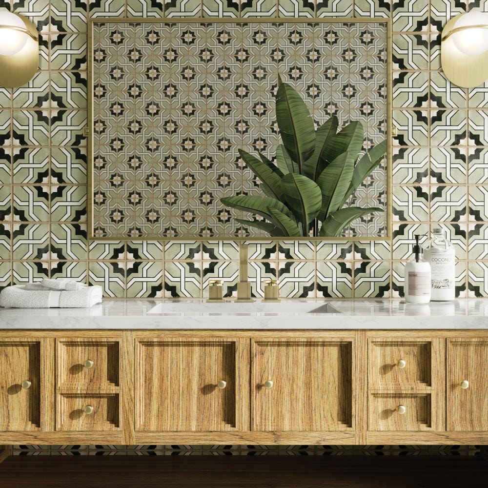 Casablanca 5" x 5" Matte Glazed Ceramic Patterned Tile