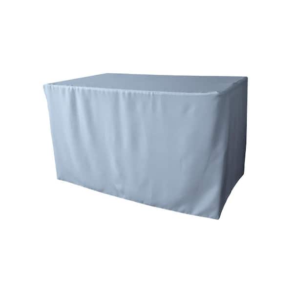 LA Linen 48 in. L x 30 in. W x 30 in. H Light Blue Polyester Poplin Fitted Table Cloth