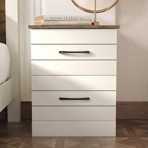 Elis Ivory with Knotty Oak 2-DrawersSidetable Nightstand