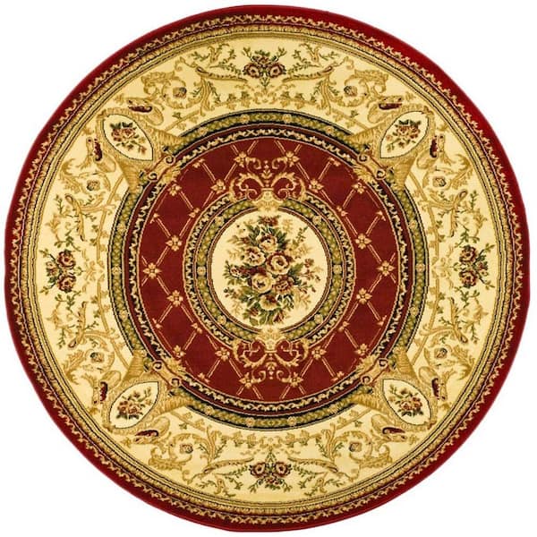 SAFAVIEH Lyndhurst Red/Ivory 5 ft. x 5 ft. Round Floral Medallion Antique Area Rug