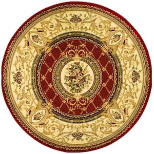 Lyndhurst Red/Ivory 8 ft. x 8 ft. Round Floral Medallion Antique Area Rug