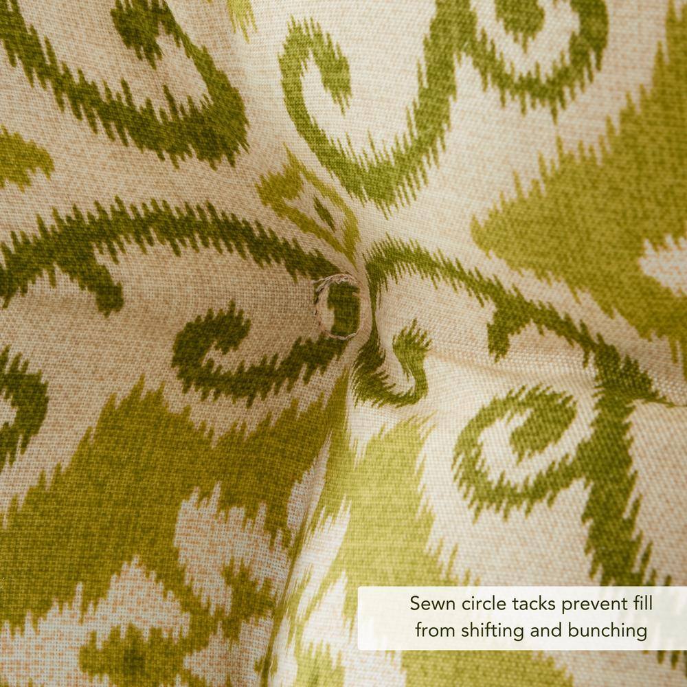 Shoreham Green Ikat Outdoor Reversible Tufted Chair Cushion