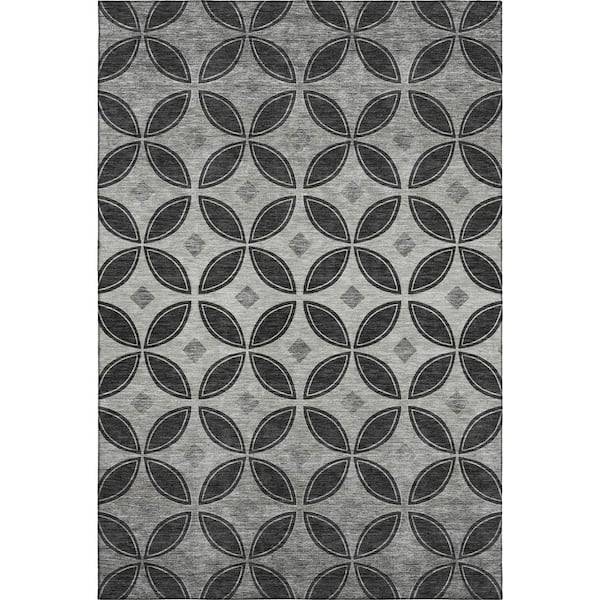 Mayfield Premium Machine Washable Abstract AMF2423 Black 10 ft. x 14 ft. Area Rug