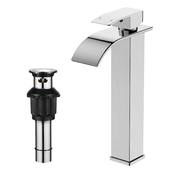 androme Single Handle Single Hole Bathroom Faucet with Drain Assembly in Chrome