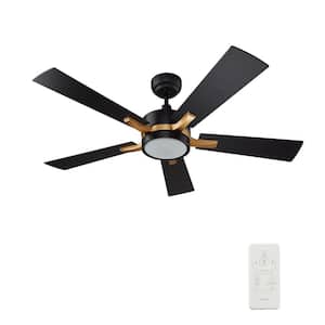 Apex II 52 in. Integrated LED Indoor/Outdoor Black Smart Ceiling Fan with Light and Remote, Works w/Alexa/Google Home