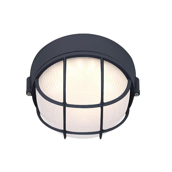 CANARM 1-Light Black LED Outdoor Flush Mount Light with Frosted Glass
