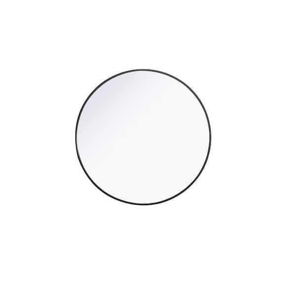 Unbranded Timeless Home 32 in. W x 32 in. H x Contemporary Metal Framed Round Black Mirror