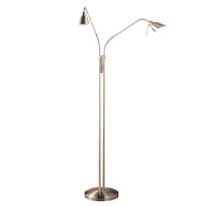 55 in. 2-Light Antique Brass Halogen Floor Lamp