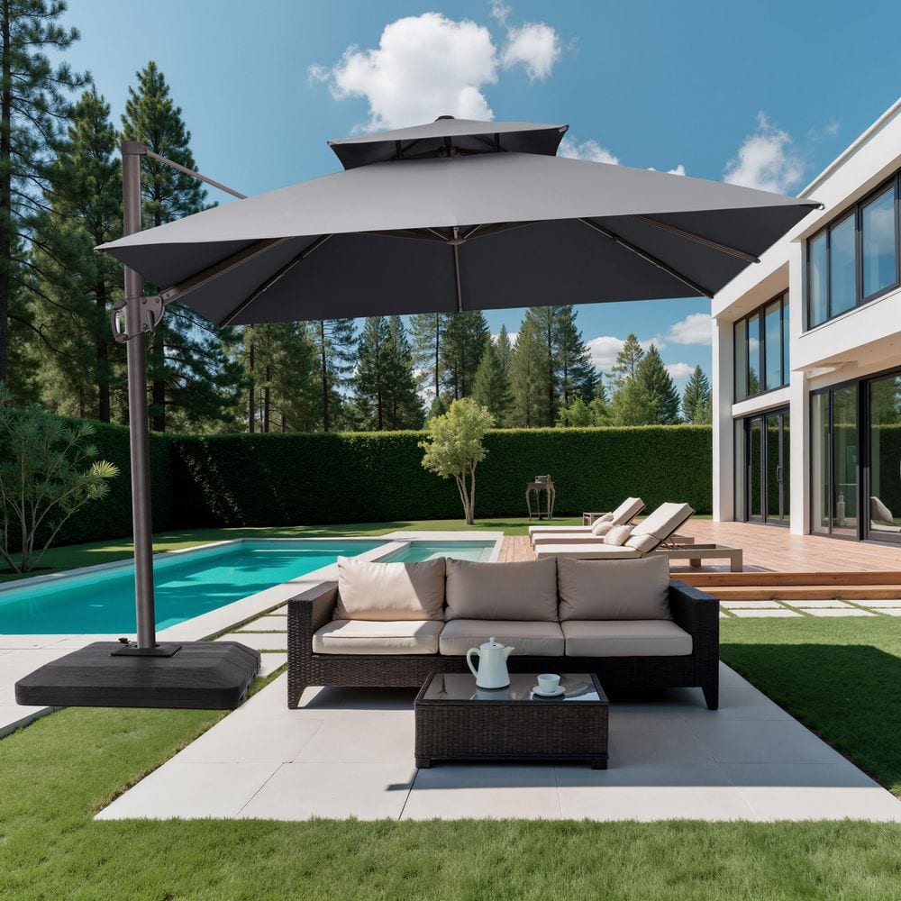 extra large patio umbrella and stand Ainfox 15 ft Patio Umbrella Outdoor Extra Large Umbrella with Base