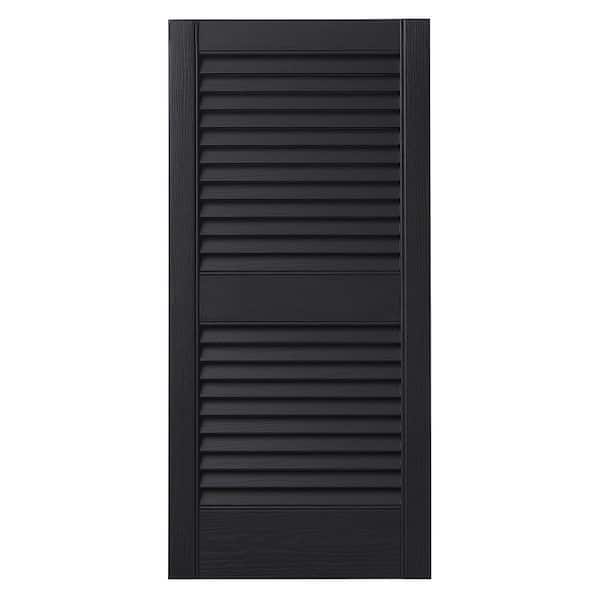 15 in. x 25 in. Open Louvered Polypropylene Shutters Pair in Black