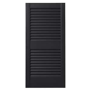 15 in. x 31 in. Open Louvered Polypropylene Shutters Pair in Black