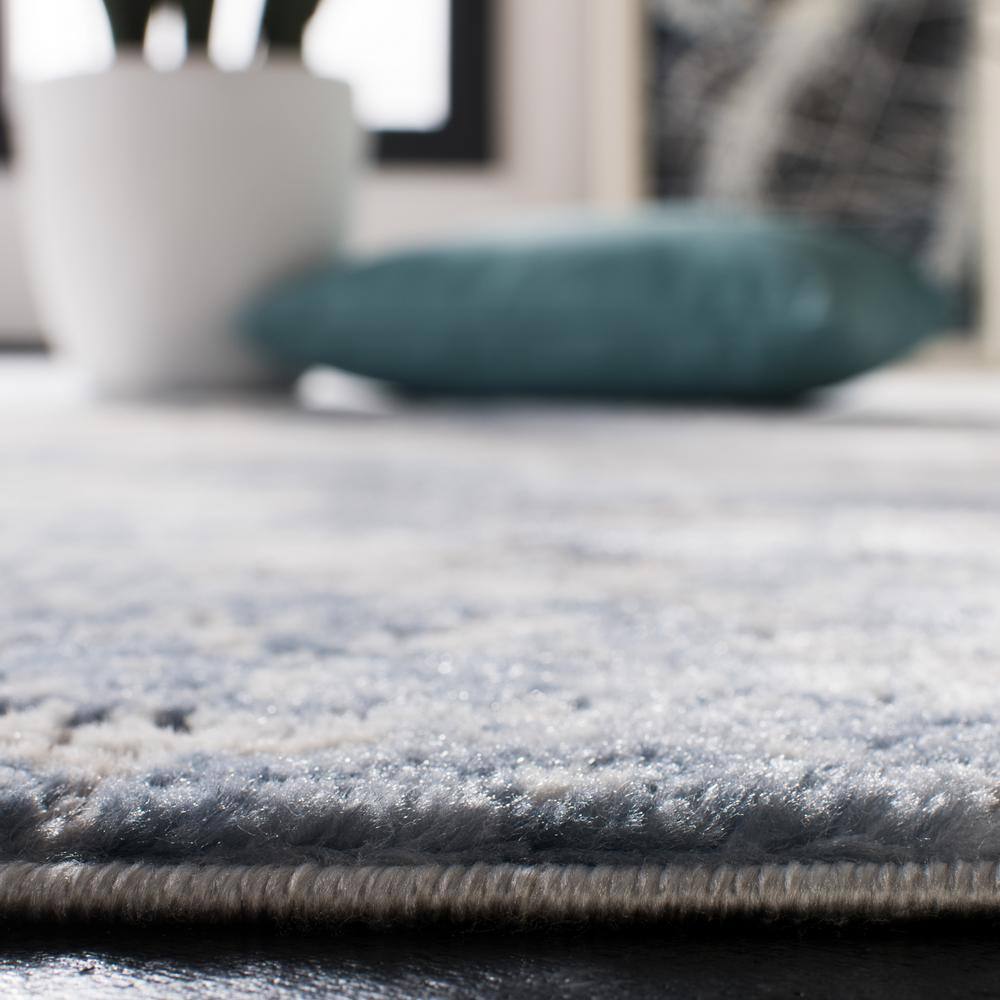 Amelia Grey and Blue Synthetic Runner Rug - 2'2" x 14'