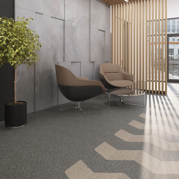 Lucida USA Concrete Gray Stone Look 28-mil x 10-in W x 16-in L Waterproof Glue Down Luxury Vinyl Tile Flooring (15.15-sq ft/ Carton)