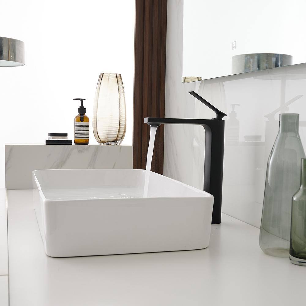 Matte Black Tall Single Handle Vessel Sink Faucet