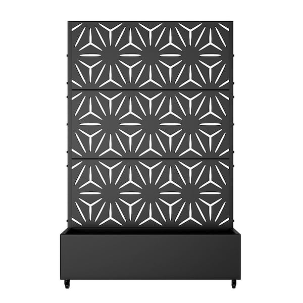 Unbranded 35 in. x 16 in. x 12 in. Black Steel star-shaped Outdoor Planting Box with 73 in. x 35 in. Climbing Frame (1-Pack)