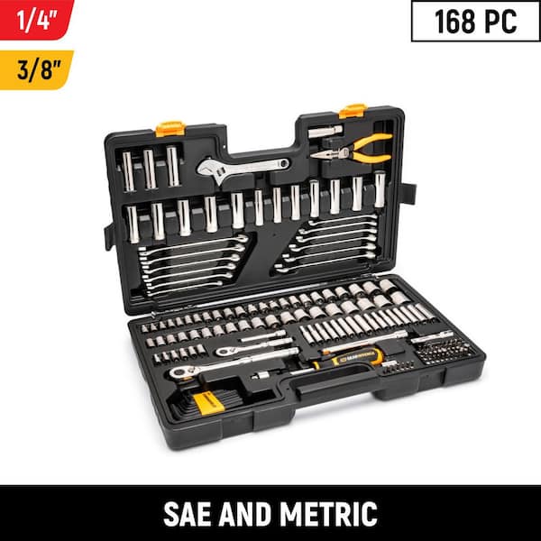 1/4 in. and 3/8 in. Drive 72-Tooth 6-Point Professional Tool Set (168-Piece)