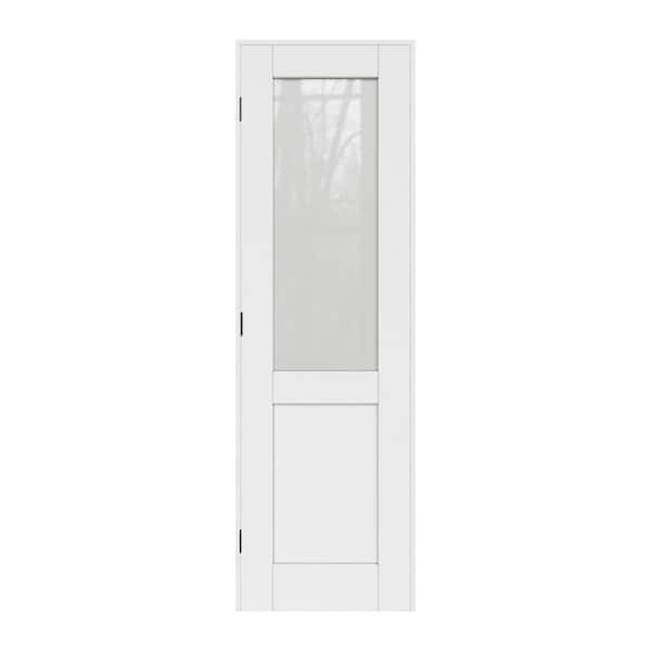 ARK DESIGN 24 in. x 96 in. 1/2-Lite Frosted Glass Right Handed White Solid Core MDF Door Kit with Quick Assemble Jamb
