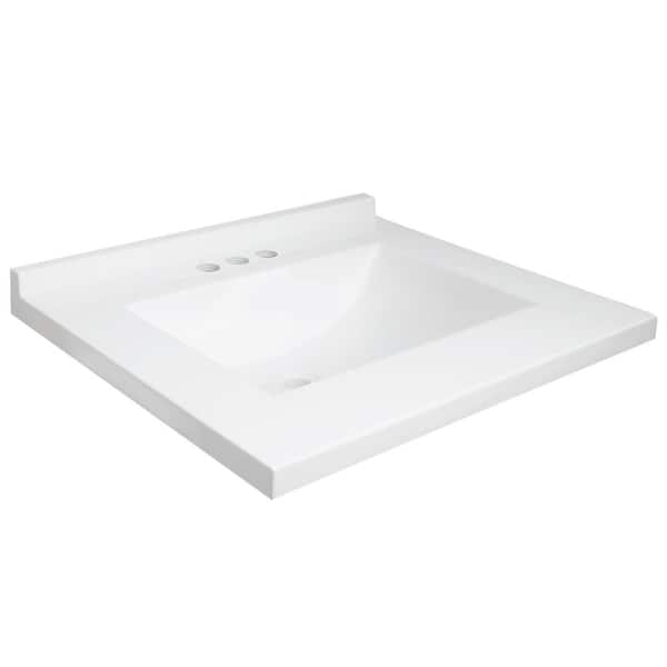Design House Camilla II Cultured Marble 25 in. W x 22 in. D Rectangular Single Sink Vanity Top in Solid White