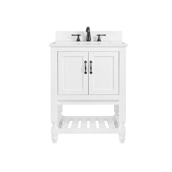 Home Decorators Collection Bankside 31, 31 Inch White Bathroom Vanity With Marble Top