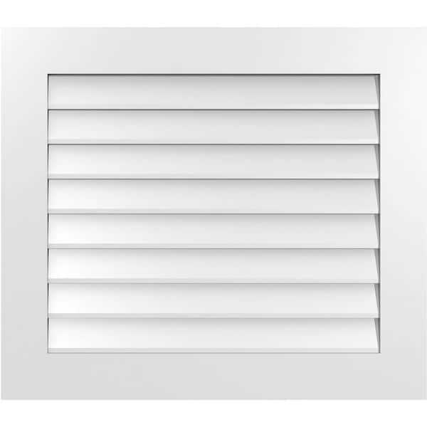 Ekena Millwork 32 in. x 28 in. Vertical Surface Mount PVC Gable Vent: Decorative with Standard Frame