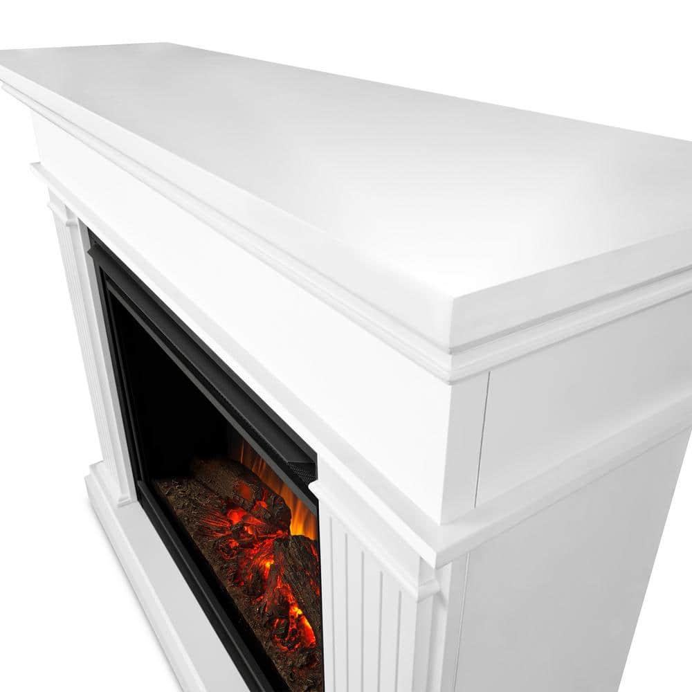 Centennial Grand 56" White Electric Fireplace with Carved Pilasters