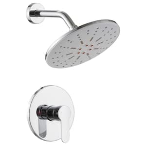 Single Handle 1-Spray Square Shower Faucet Set 2.5 GPM with High Pressure Shower Head in. Chrome (Valve Included)