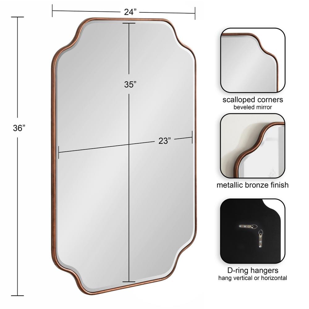 Bronze Scalloped Rectangular Wood Vanity Mirror 24"x36"