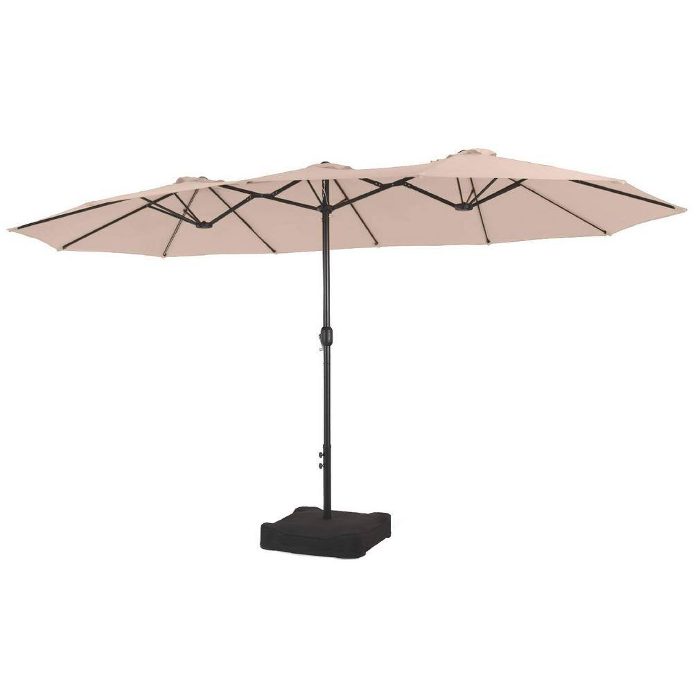 15 ft. Steel Market Rectangle Patio Umbrellas in Beige