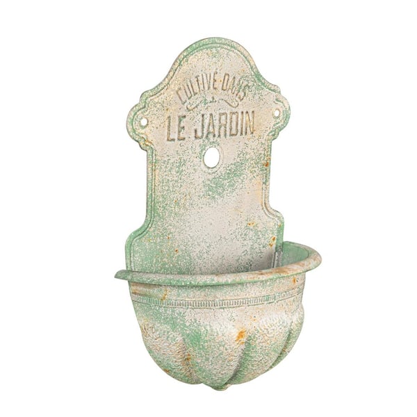 Metal Wall-Mounted Planter with Distressed Finish, Green