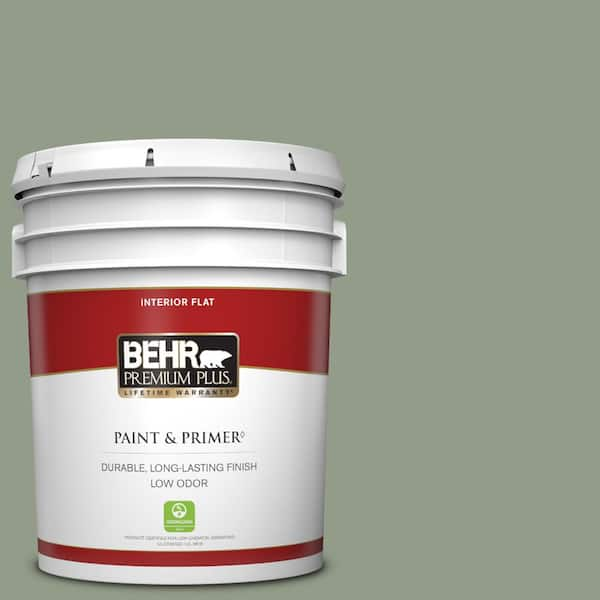 BEHR PREMIUM PLUS 5 gal. #430F-4 False Cypress Flat Low Odor Interior Paint & Primer