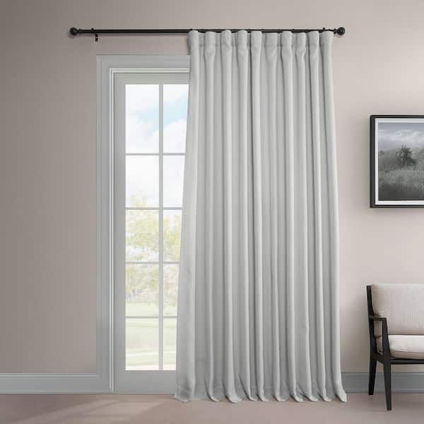 Exclusive Fabrics & Furnishings Oyster White Faux Linen Extra Wide Room Darkening Curtain - 100 in. W X 108 in. L (1 Panel)