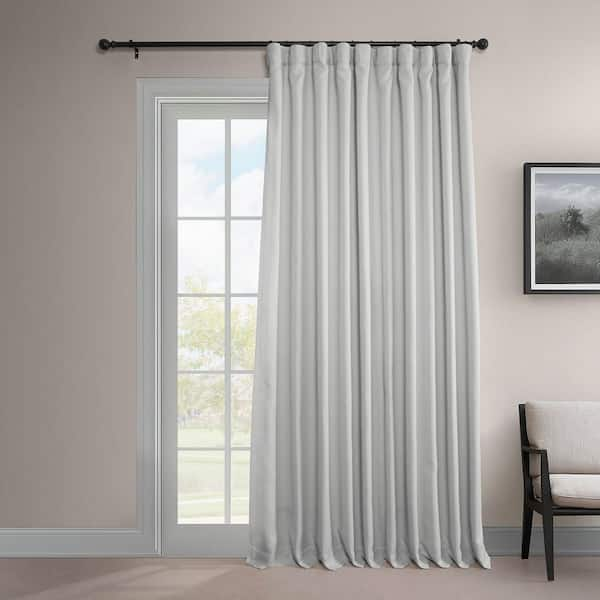 Exclusive Fabrics & Furnishings Oyster White Faux Linen Extra Wide Room Darkening Curtain - 100 in. W X 120 in. L (1 Panel)