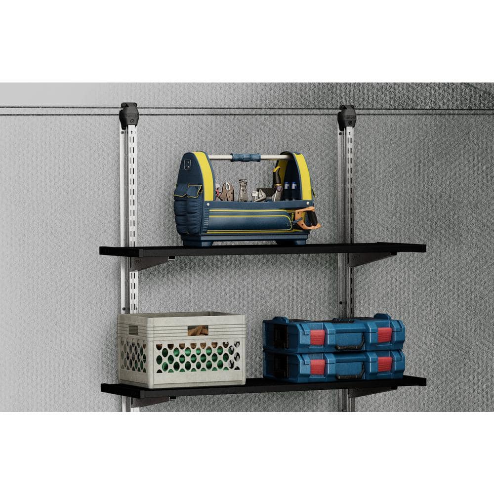 Black Steel Reinforced Adjustable Storage Shed Shelf Kit, 40 Inch