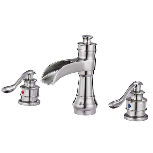 HOMEMYSTIQUE 8 in. Widespread Double Handle Bathroom Faucet with Spot Resistant, Corrosion Resistant in Brushed nickel