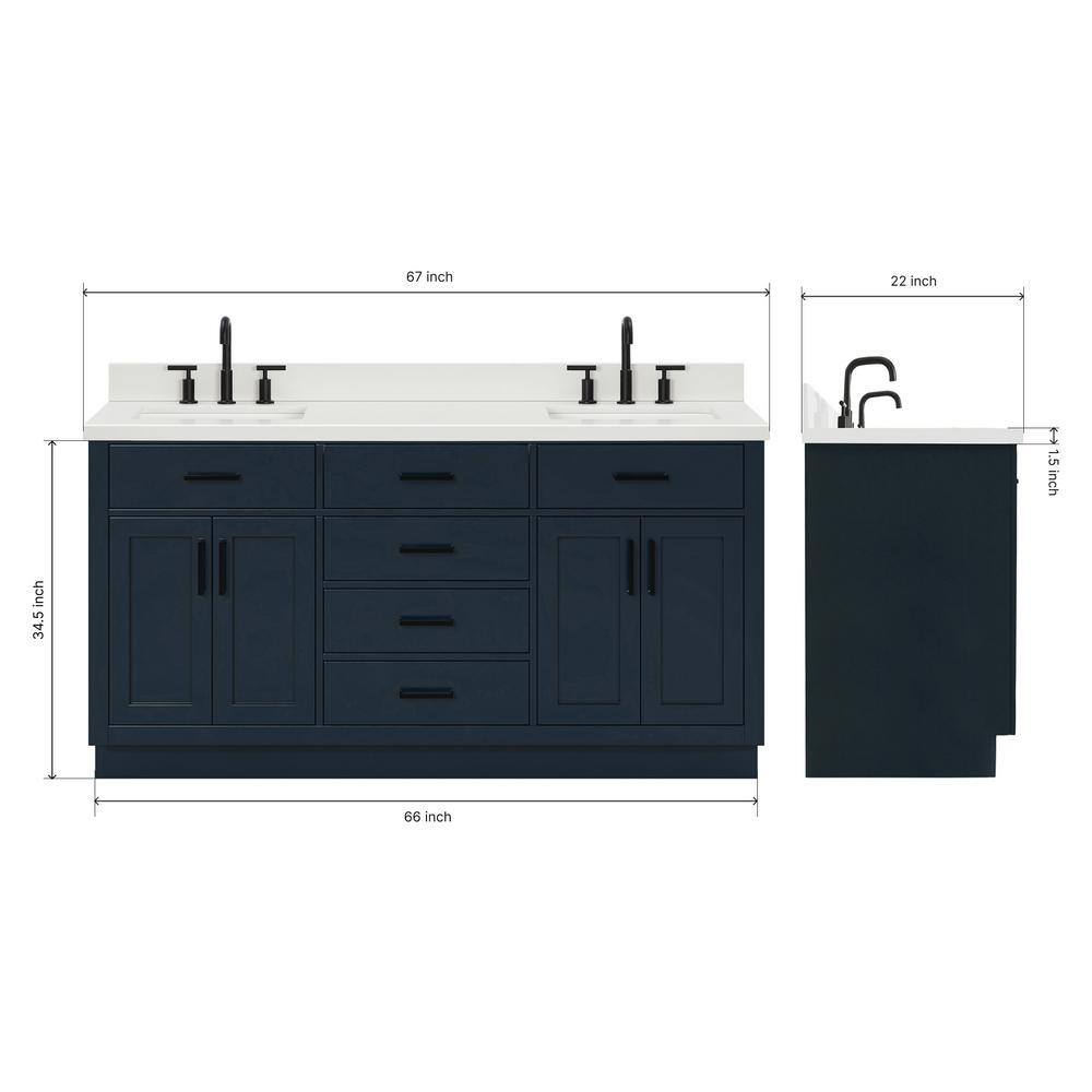 Midnight Blue Double Vanity with White Quartz Top