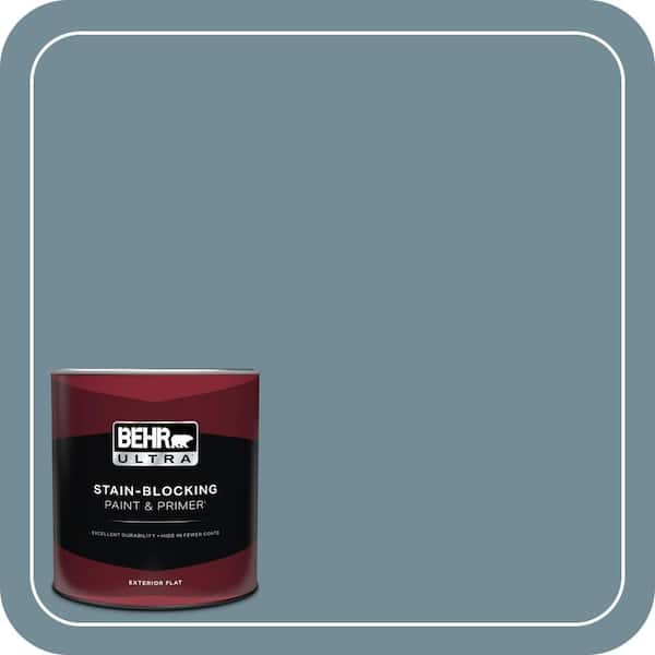 BEHR ULTRA 1 qt. #QE-54 Shaker Blue Flat Exterior Paint & Primer