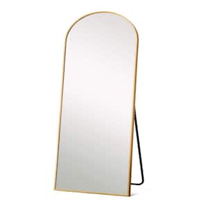 23.6 in. W x 65 in. H Arched Aluminum Framed Wall Bathroom Vanity Mirror in Gold
