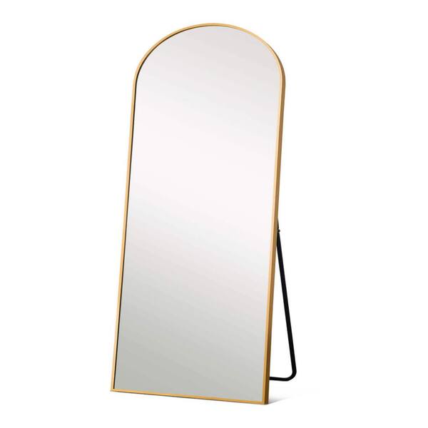 Unbranded 23.6 in. W x 65 in. H Arched Aluminum Framed Wall Bathroom Vanity Mirror in Gold