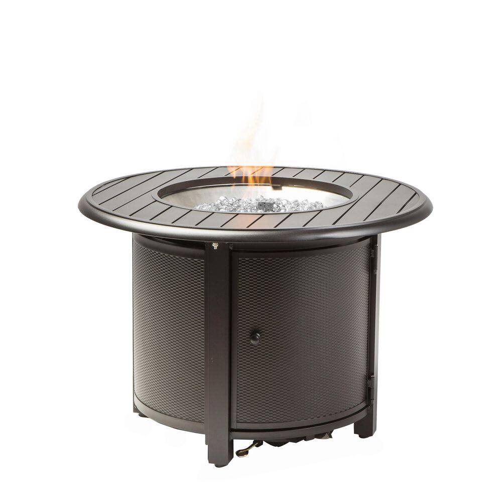 Black 36" Round Aluminum Gas Fire Pit Table